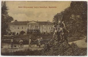 1912 Apatelek, Mokra, Mocrea; Báró Solymossy Lajos kastélya, kerékpár. Radó Adolf kiadása / castle, bicycle (fa)