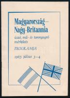 1965 Magyarország - Nagy-Britannia úszó, mű- és toronyugró mérkőzés programja, ábrákkal, 10p