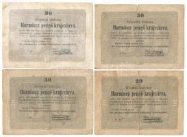 1849. 30kr &quot;Kossuth bankó&quot; (4x) T:VG,G folt Adamo G103