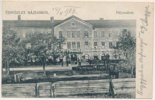 1908 Báziás, Pályaudvar, vasútállomás. J. Dajkovits utóda / railway station (fa)