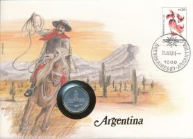 Argentína 1984. 1P Al felbélyegzett borítékban, bélyegzéssel, német nyelvű leírással T:AU Argentina 1984. 1 Peso Al in envelope with stamp, cancellation and prospectus in German C:AU