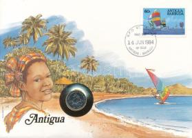 Kelet-Karibi Államok / Antigua 1981. 10c felbélyegzett borítékban, bélyegzéssel, német nyelvű leírással T:UNC East Caribbean States / Antigua 1981. 10 Cents in envelope with stamp cancellation and prospectus in German C:UNC