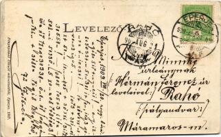 1909 Eperjes, Presov; Deák Ferenc utca. Divald 1907 - Hátoldalon titkosírás / street. Cryptography o...