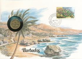 Barbados 1973. 5c felbélyegzett borítékban, bélyegzéssel, német nyelvű leírással T:UNC Barbados 1973. 5 Cents in envelope with stamp and cancellation, with German description C:UNC