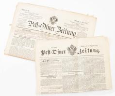 1853,1859 A Pest-Ofner Zeitung (Pest Budai újság) 2 db száma