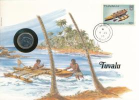 Tuvalu 1985. 5c, felbélyegzett borítékban, bélyegzéssel, német nyelvű leírással T:UNC Tuvalu 1985. 5 Cents in envelope with stamp and cancellation and a prospectus in german C:UNC