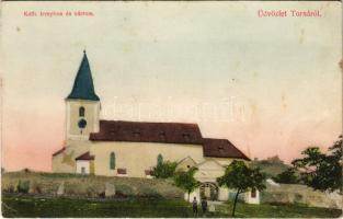 Torna, Turna nad Bodvou, Turnau; Katolikus templom és várrom. Steinberger Ignác kiadása / church and castle ruins