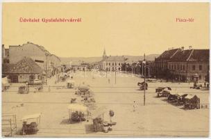 1906 Gyulafehérvár, Alba Iulia; Piactér, Jakabffy Albert, Weisz Adolf üzlete. Salamon Mátyás kiadása / market square, shops (kis szakadás / small tear)