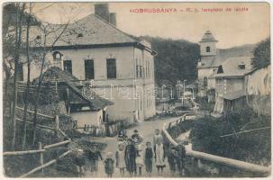 1912 Hodrusbánya, Banská Hodrusa (Hodrushámor, Hodrusa-Hámre); Római katolikus templom és iskola. Weisz Jakab kiadása / church and school (EK)