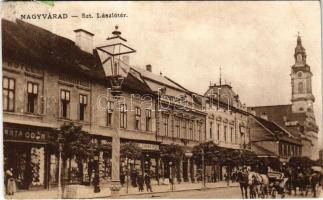 Nagyvárad, Oradea; Szent László tér, Waldmann Mór, Barta Ödön, Mezey üzlete, szálloda. Helyfi László kiadása / square, shops, hotel (b)