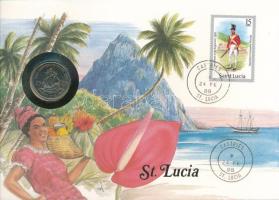 Kelet-Karibi Államok / Szt. Lucia 1981. 25c felbélyegzett borítékban, bélyegzéssel, német nyelvű leírással T:AU East Caribbean States / St. Lucia 1981. 25 Cents in envelope with stamp and cancellation, with German description C:AU