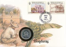 Honduras 1980. 10c Cu-Ni felbélyegzett borítékon, bélyegzéssel, német nyelvű leírással T:UNC Honduras 1980. 10 Centavos Cu-Ni in envelope with stamp, with German description C:UNC