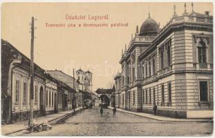 1916 Lugos, Lugoj; Temesvári utca, Törvényszéki palota. W.L. 162. / street view, court (EB)