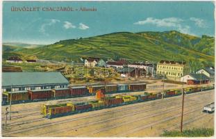 Csaca, Csacza, Cadca, Caca; vasútállomás, tehervonatok / railway station, cargo trains