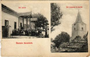 1913 Berzéte, Brzotín; Református templom, paplak és iskola / Calvinist church, rectory and school (szakadás / tear)