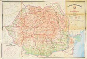 1960 Republica Socialistă România, Harta Politico-Administrativă / Románia politikai-közigazgatási térképe, 1 : 850.000, Editat de Directia Topografică Militară, részben kissé foltos, 94x67 cm