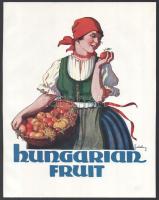 Hungarian Fruit reklámnyomtatvány, hátoldalán angol nyelvű szöveggel, kis felületi hibával, 28,5×22,5 cm