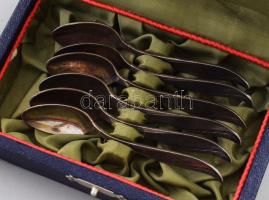 Ezüstözött kiskanál szett, 6 darab, jelzett, díszdobozban