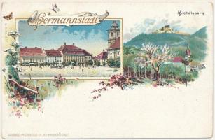 Nagyszeben, Hermannstadt, Sibiu; Ludwig Michaelis Art Nouveau, floral, litho (EK)