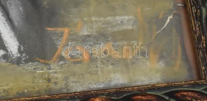 Olvashatatlan jelzéssel: Lovas aktok. Pasztell, papír, üvegezett keretben 38x52 cm