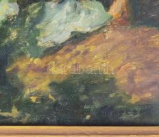 Korcsek János (1871-1962) : Ültető asszonyok. Olaj, vászon, jelzett, dekoratív fa keretben 50x45 cm