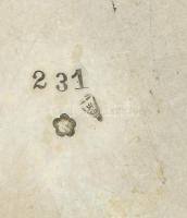 Ezüst (Ag) italosüveg-tartó alátét, jelzett, d: 8 cm, nettó: 72g