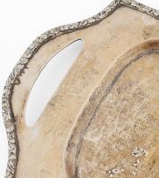 Szecessziós ezüst (Ag) tálca, pereménél stilizált futó növényi mintával, jelzett, 39x21 cm, nettó: 7...