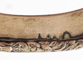 Szecessziós ezüst (Ag) tálca, pereménél stilizált futó növényi mintával, jelzett, 39x21 cm, nettó: 7...