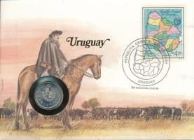 Uruguay 1980. 1P Cu-Ni felbélyegzett borítékban, alkalmi bélyegzéssel T:UNC Uruguay 1980. 1 Nuevo Peso Cu-Ni in envelope with stamp, cancellation C:UNC