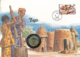 Togo 1987. 5Fr felbélyegzett borítékban, bélyegzéssel, német nyelvű leírással T:UNC Togo 1987. 5 Franc in envelope with stamp and cancellation, with German description C:UNC