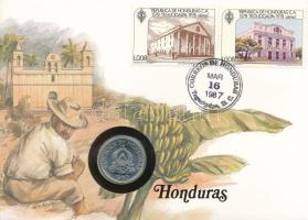 Honduras 1980. 10c Cu-Ni felbélyegzett borítékon, bélyegzéssel, német nyelvű leírással T:UNC Honduras 1980. 10 Centavos Cu-Ni in envelope with stamp, with German description C:UNC