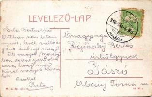 1910 Merény, Vagendrüssel, Nálepkovo, Vondrisel; Felsősor. W.L. Bp. 2731-28. / street (kopott sarkak...