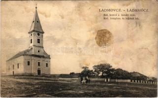 1938 Ladamóc, Ladamovce; Ref. kostol a farsky dom / Református templom és lelkészi lak / Calvinist church and rectory (fl)