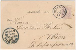 1898 (Vorläufer) Szentágota, Agnetheln, Agnita; utca, Piac tér, Evangélikus templom és iskola, Froni...