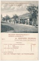 Trencsénteplic, Trencianske Teplice; Trencsén-Tepliczer Ansichtskarten en gros et en detail / Wertheim Zsigmond papírkereskedése, könyvnyomdája és képeslap üzlete reklámja / postcard shop and publishing house&#039;s advertisement card (EK)