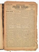 1919 Esztergomi Friss Ujság politikai napilap 56 db száma, 1919. január-október, benne többek közt a cseh megszállással kapcsolatos hírekkel, sérült lapszélekkel