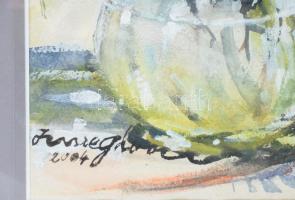 Olvashatatlan jelzéssel: Csendélet. Akvarell, papír, Jelzett,.45x23 cm. Üvegezett keretben