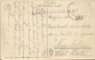 Ruttka, Vrútky; Pályaudvar, vasútállomás. Vasúti levelezőlapárusítás 14. sz. 1916. / railway station...