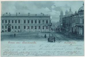 1900 Chernivtsi, Czernowitz, Cernauti, Csernyivci (Bukovina, Bukowina); Rudolfsplatz / square at night