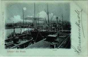 1900 Braila, Portul / port at night, ships