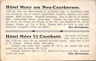 Tátra, Magas-Tátra, Vysoké Tatry; Új-Csorbató, Móry szálloda / Neu Csorba-See, Hotel Mory / hotel ad...