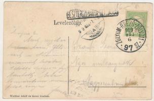 1909 Besztercebánya, Banská Bystrica; Garam, Szent János (Szentjános) vasútállomás. Walther Adolf és...