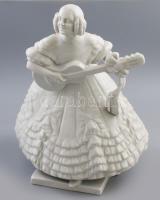 Herendi Déryné porcelán figura, fehér mázas, alján masszába nyomott jelzéssel, kis kopással, m: 36 cm