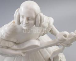 Herendi Déryné porcelán figura, fehér mázas, alján masszába nyomott jelzéssel, kis kopással, m: 36 c...