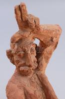 Benczédi Sándor (1912-1998): Gyermekével viccelődő férfi. 1989, jelzett: BS, m: 33 cm