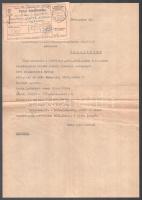 1944 M. kir. I. közérdekű munkaszolgálatos zászlóalj pótkeretnek küldött 2 db levél "Zs" i...