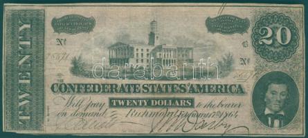 Amerikai Konfederált Államok/Richmond, Virginia 1864(4. kiadás). 20$ T:II-