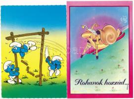 21 db MODERN motívum képeslap: rajzfilm, humor, gyerek, üdvözlő / 21 modern motive postcards: cartoon, humour, children, greeting