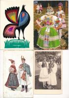 15 db főleg MODERN magyar folklór, népviselet motívum képeslap / 15 mostly modern Hungarian folklore motive postcards