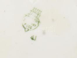 Zsolnay egyedi festésű aranyozott mokkás csésze aljja. Kézzel festett, jelzett, apró lepattanással